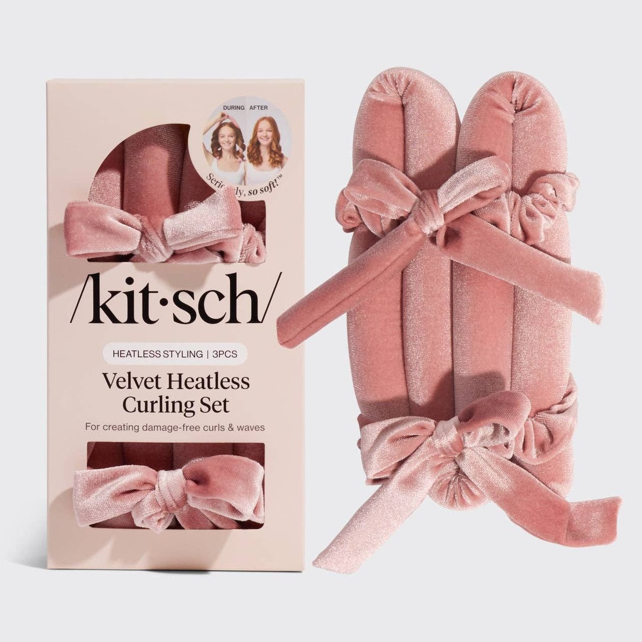 Rose & Lee Co Velvet Heatless Curling Set, Terracotta Hair