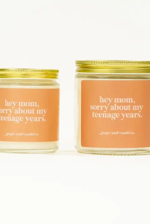 Rose & Lee Co Hey Mom, Sorry About My Teenage Years Candle, Coconut Vanilla Candles