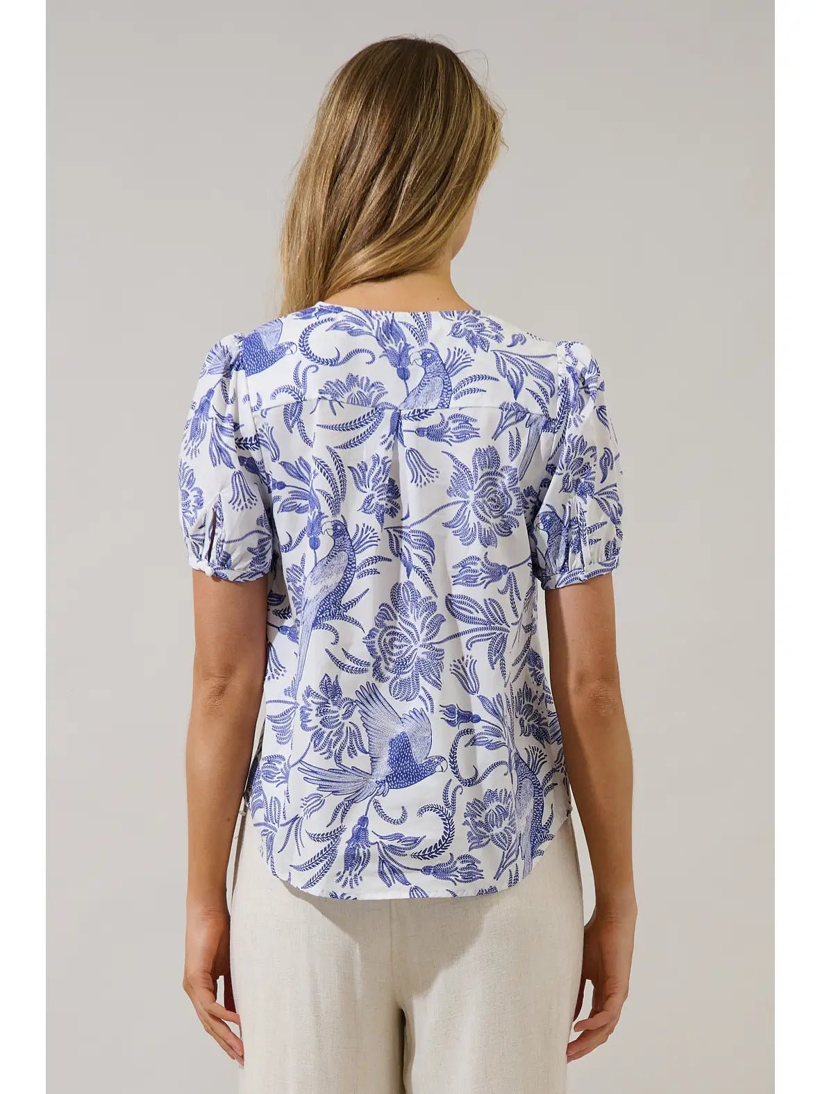 Rose & Lee Co Hiller Top, White/Navy Work Tops