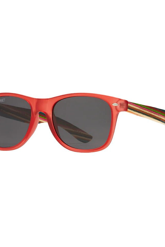 Rose & Lee Co Indio Sunglasses, Red + Rainbow Wood + Smoke Polarized Accessories