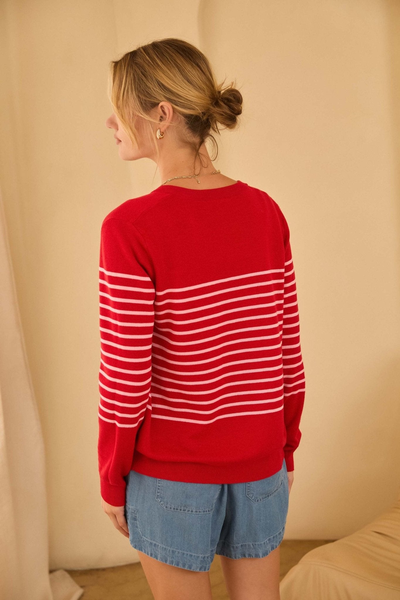 Rose & Lee Co Iris Cardigan, Red/Pink Cardigan