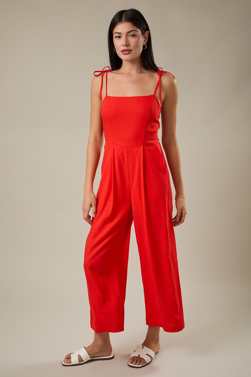 Rose & Lee Co Isabela Jumpsuit, Coral Red Jumpsuit