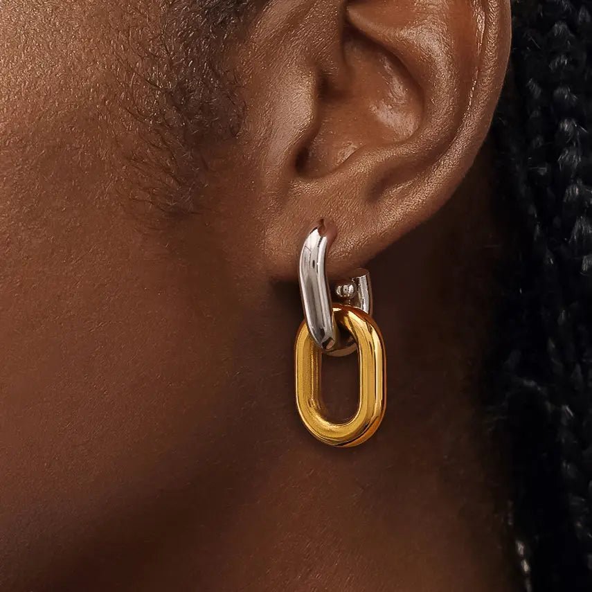 Rose & Lee Co Jaxon Double Chain Earrings, 18k Gold Earrings