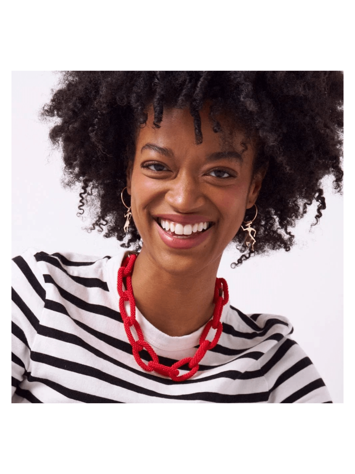 Rose & Lee Co Jenna Chain Link Beaded Necklace, Red Necklaces