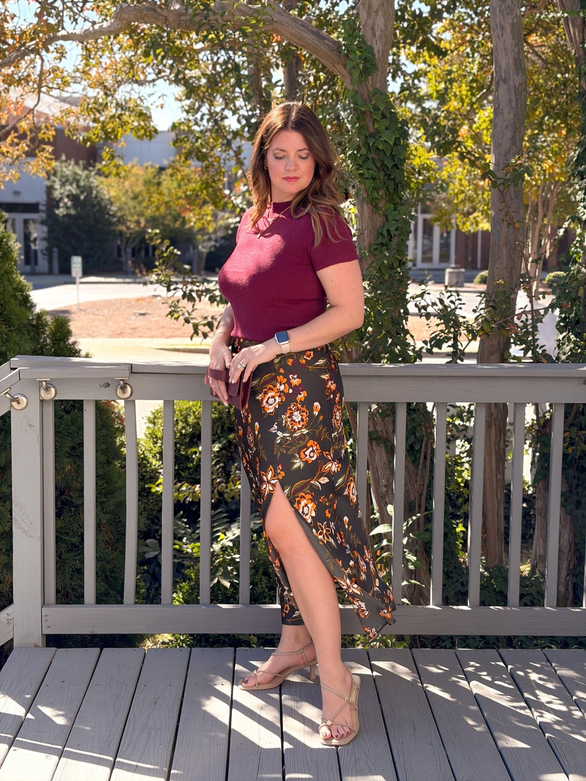 Rose & Lee Co Logan Top, Burgundy short sleeve