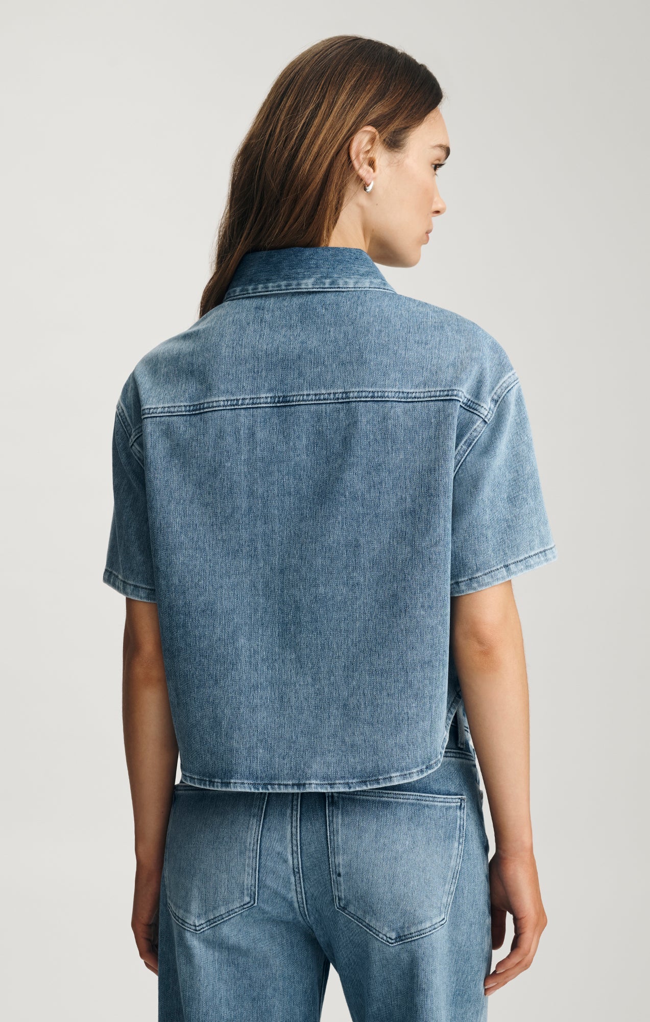 Rose & Lee Co Jessie Top, Mid Move Blue by Mavi Jeans short sleeve