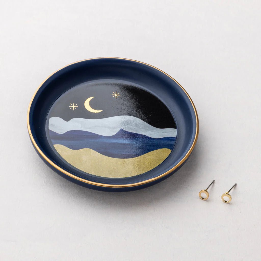 Rose & Lee Co Jewelry Dish & Stud Earring Set, Moonlight/Midnight Blue Home & Gifts