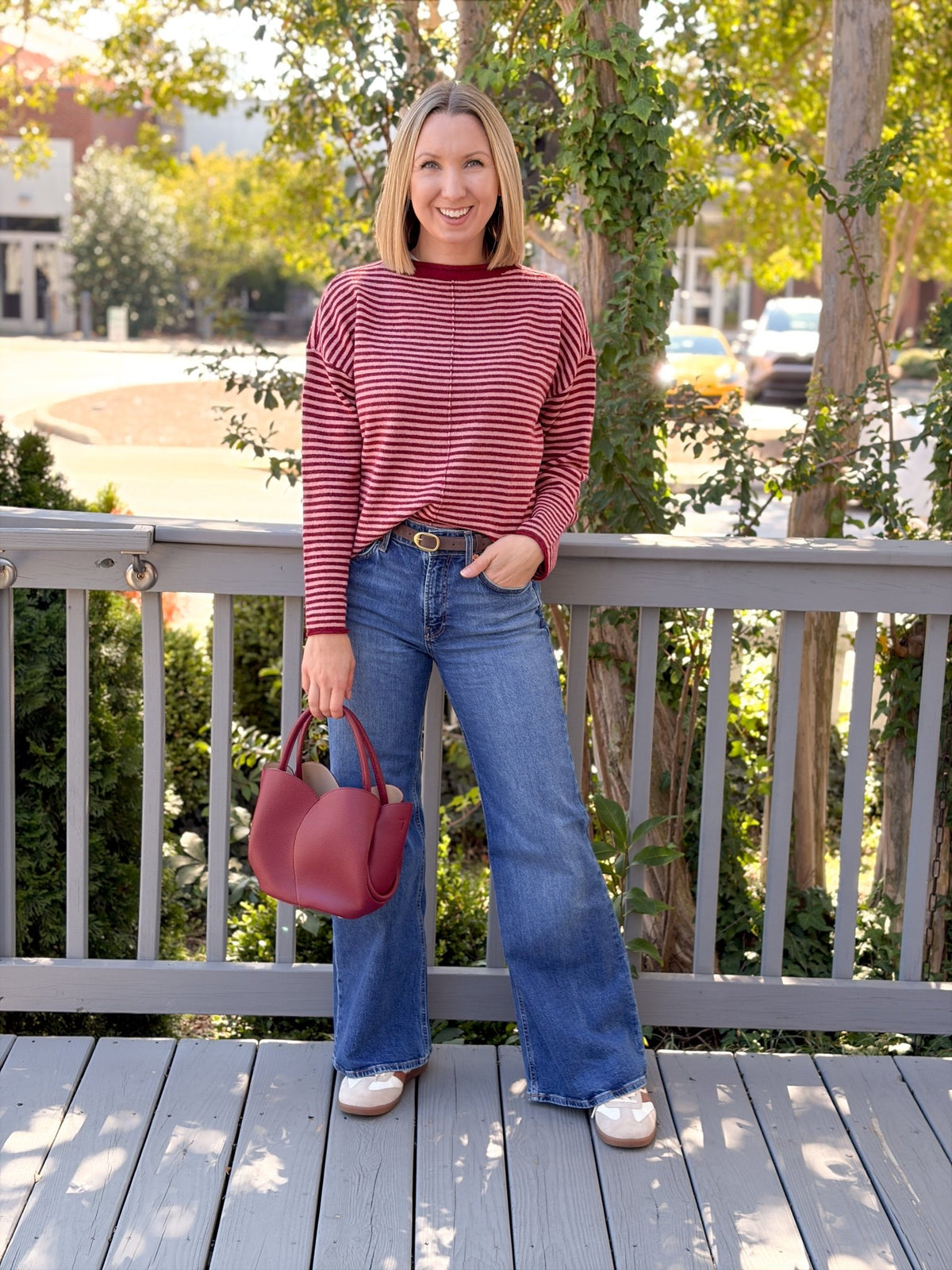 Rose & Lee Co Jodie Top, Burgundy Long Sleeve
