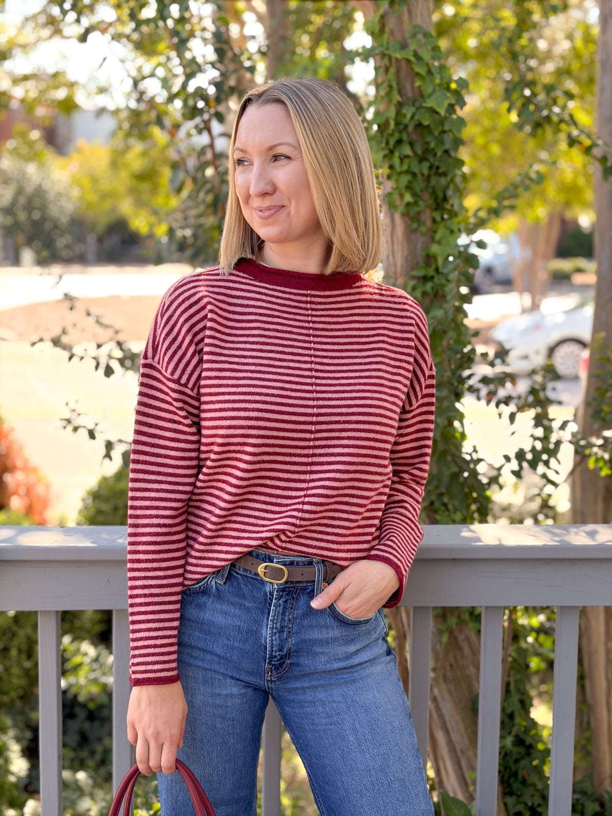 Rose & Lee Co Jodie Top, Burgundy Long Sleeve