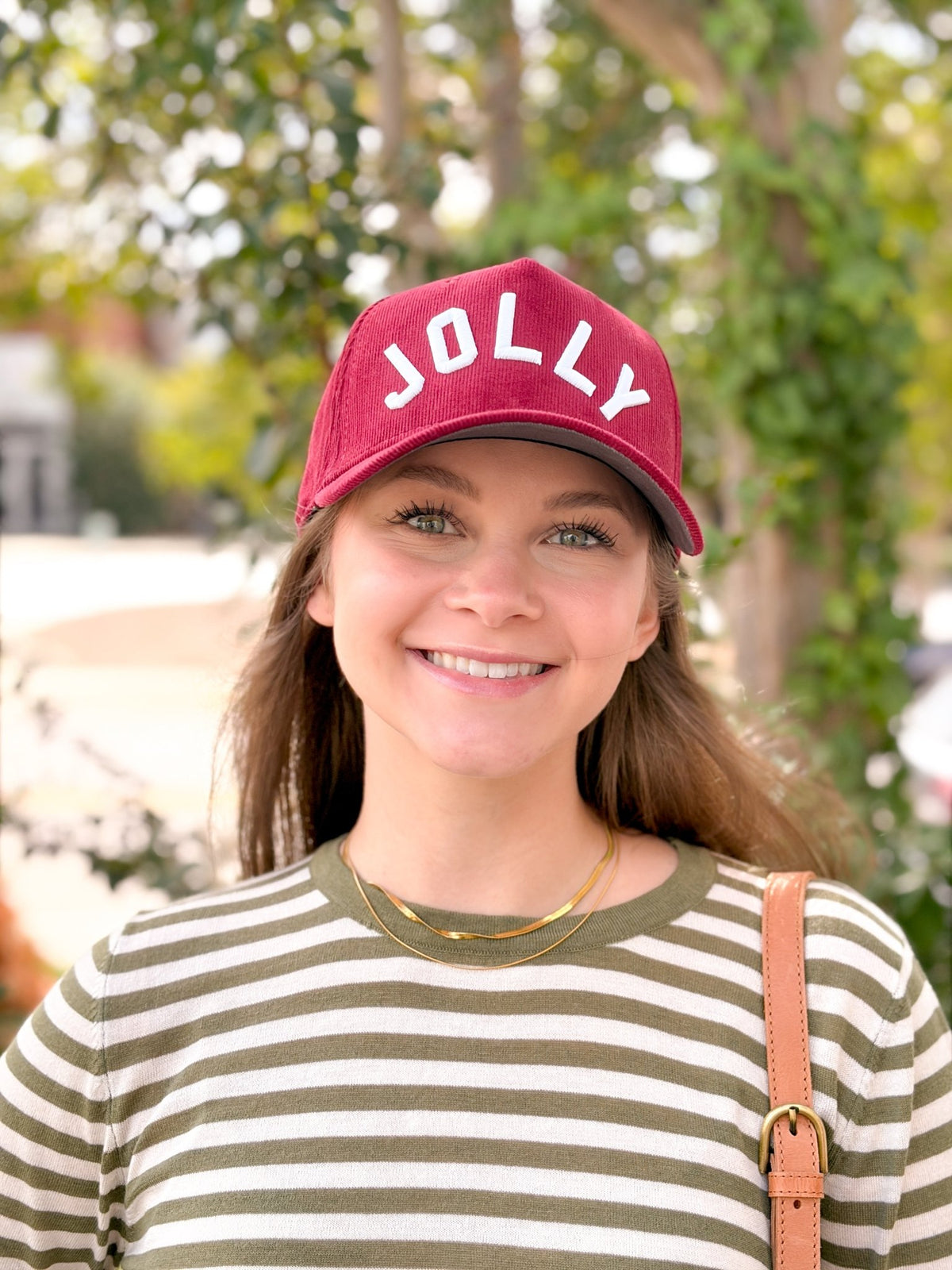 Rose & Lee Co JOLLY Micro-Corduroy Hat, Maroon/White Accessories