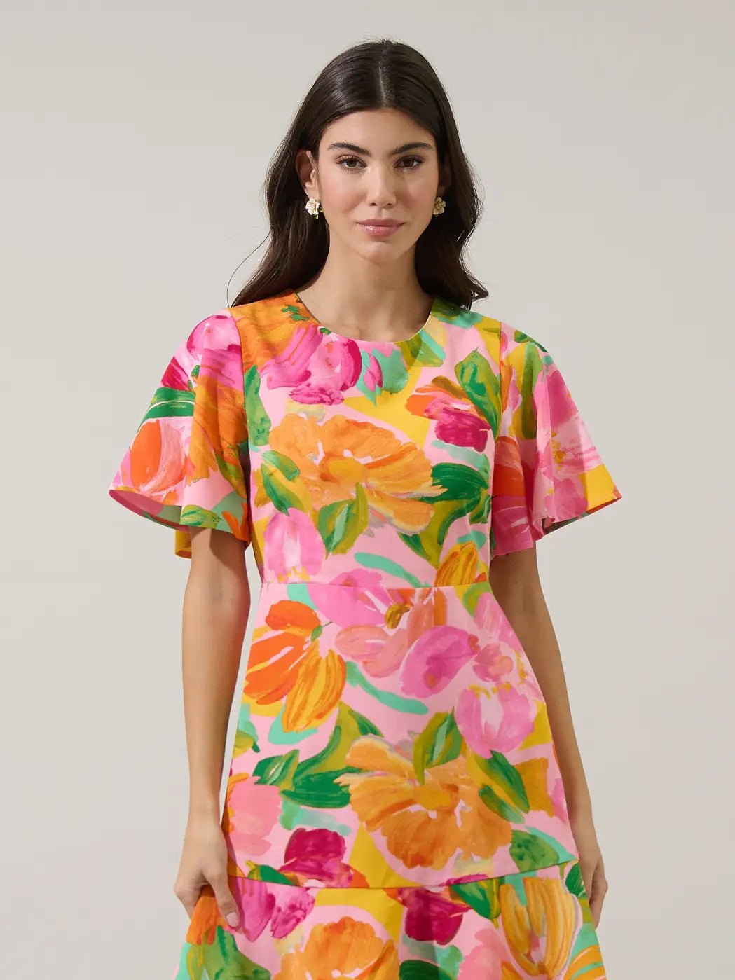 Rose & Lee Co Jovana Dress, Pink/Green Casual Dresses