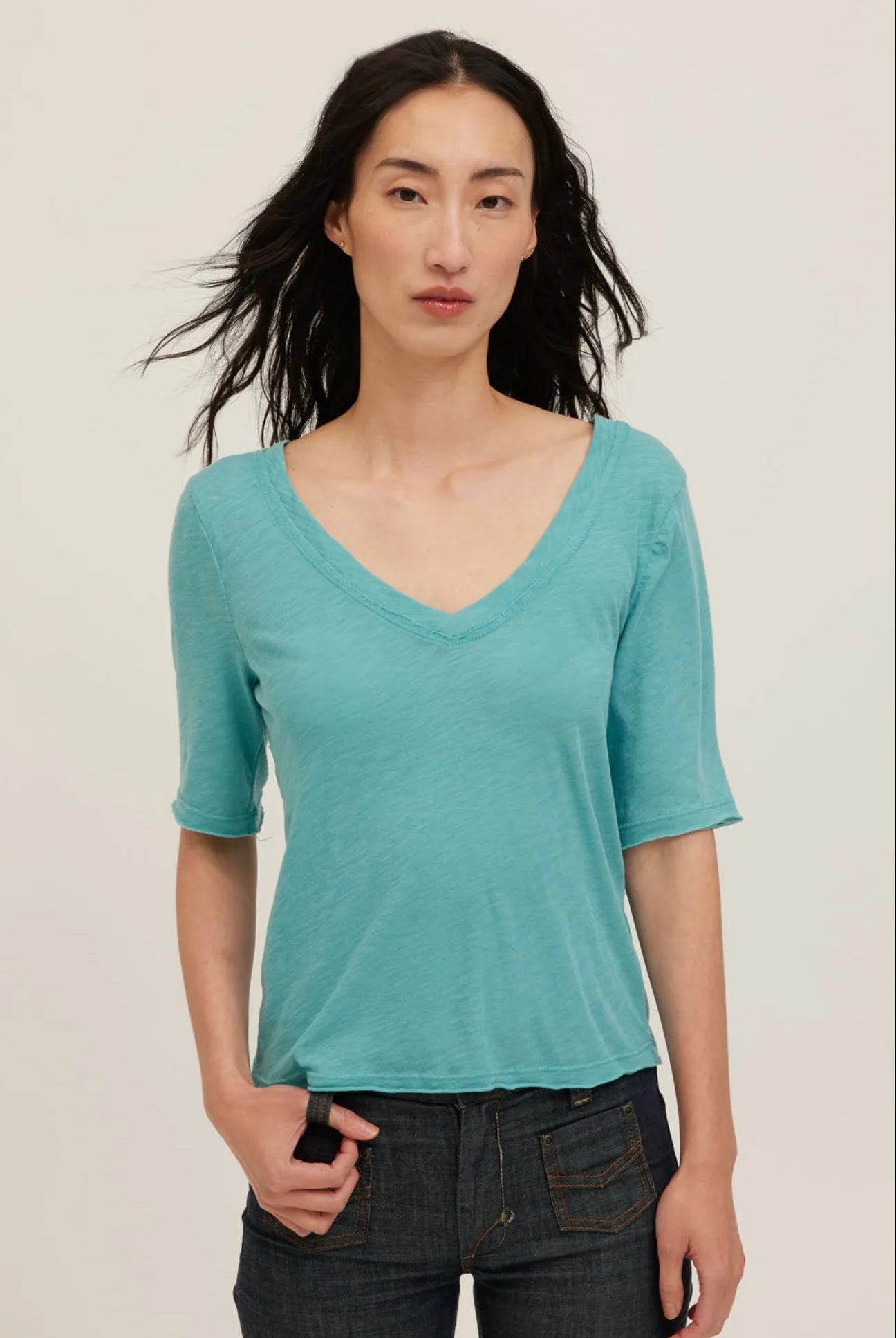 Rose & Lee Co Jude Top, Island Teal by Project Social T short sleeve