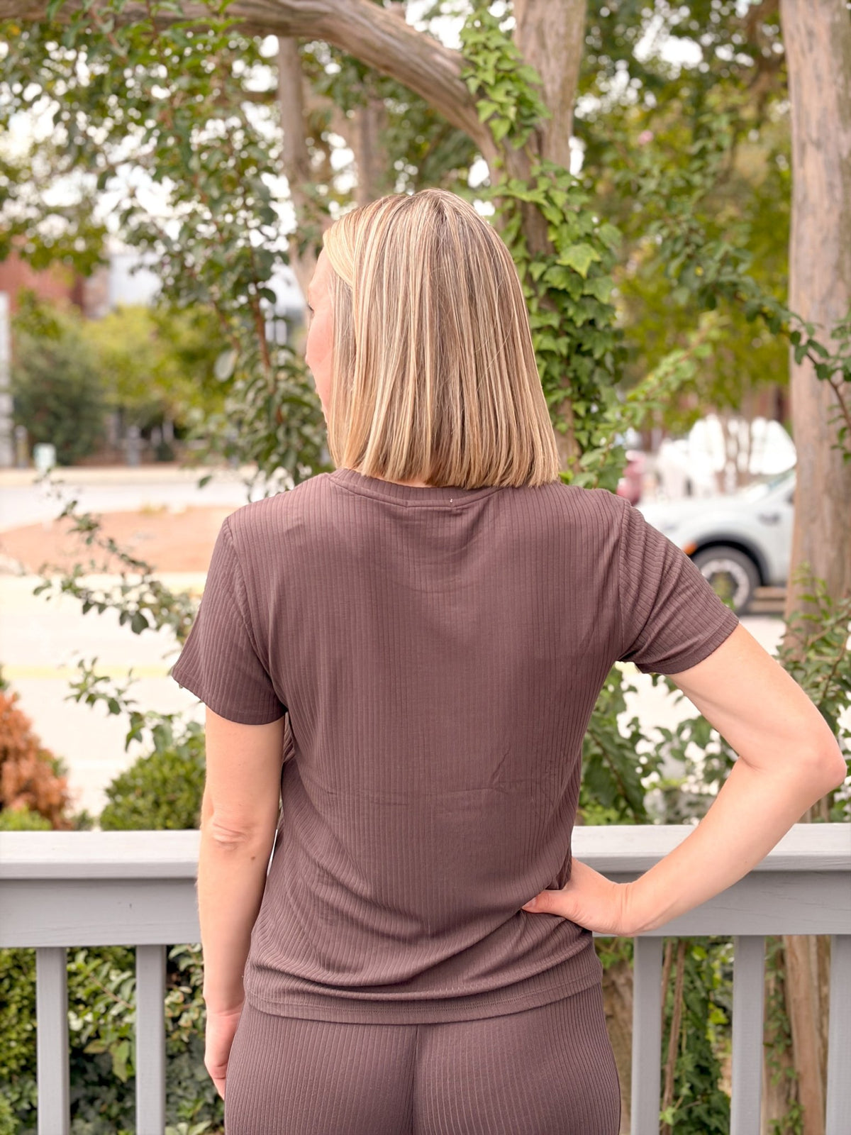 Rose & Lee Co Just Right Rib Tee, Cocoa Bean by Z Supply short sleeve