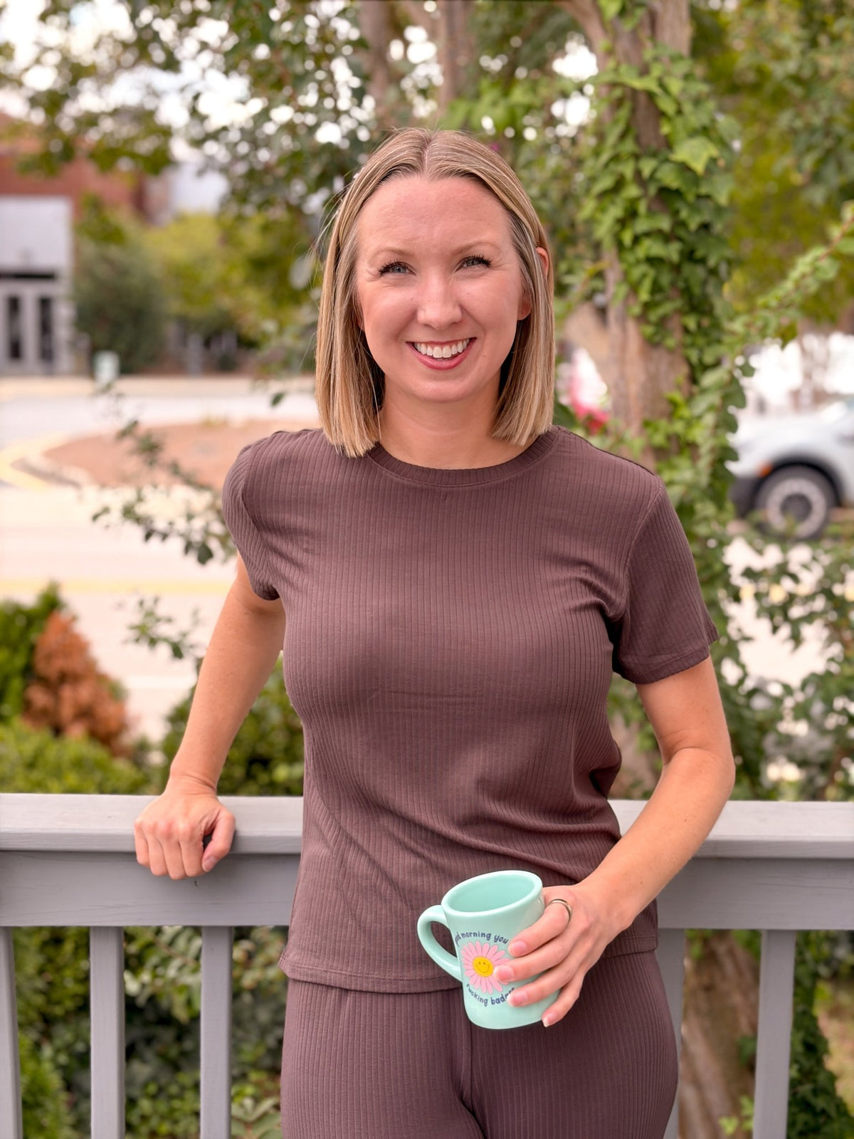 Rose & Lee Co Just Right Rib Tee, Cocoa Bean by Z Supply short sleeve