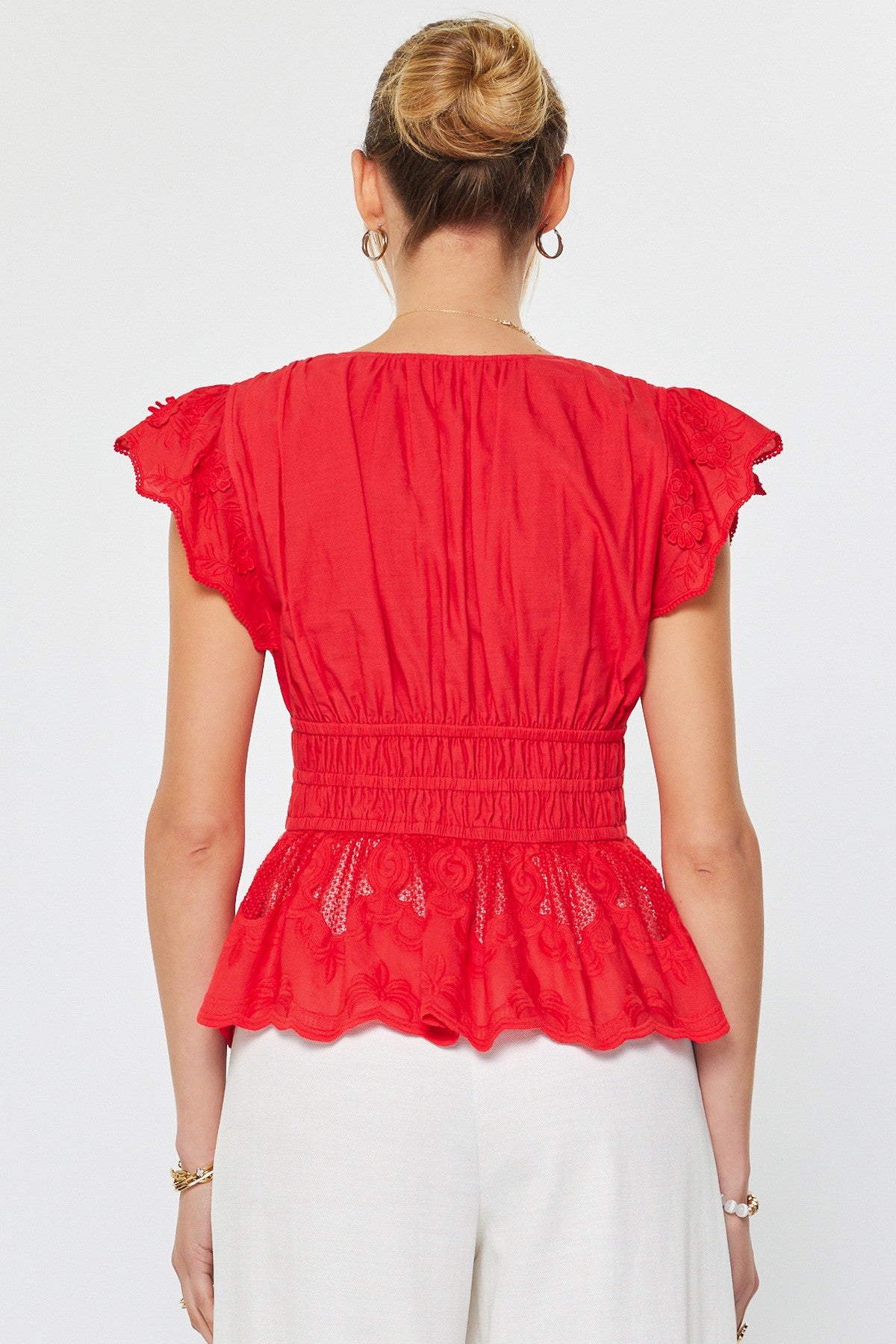 Rose & Lee Co Kara Top, Red Work Tops