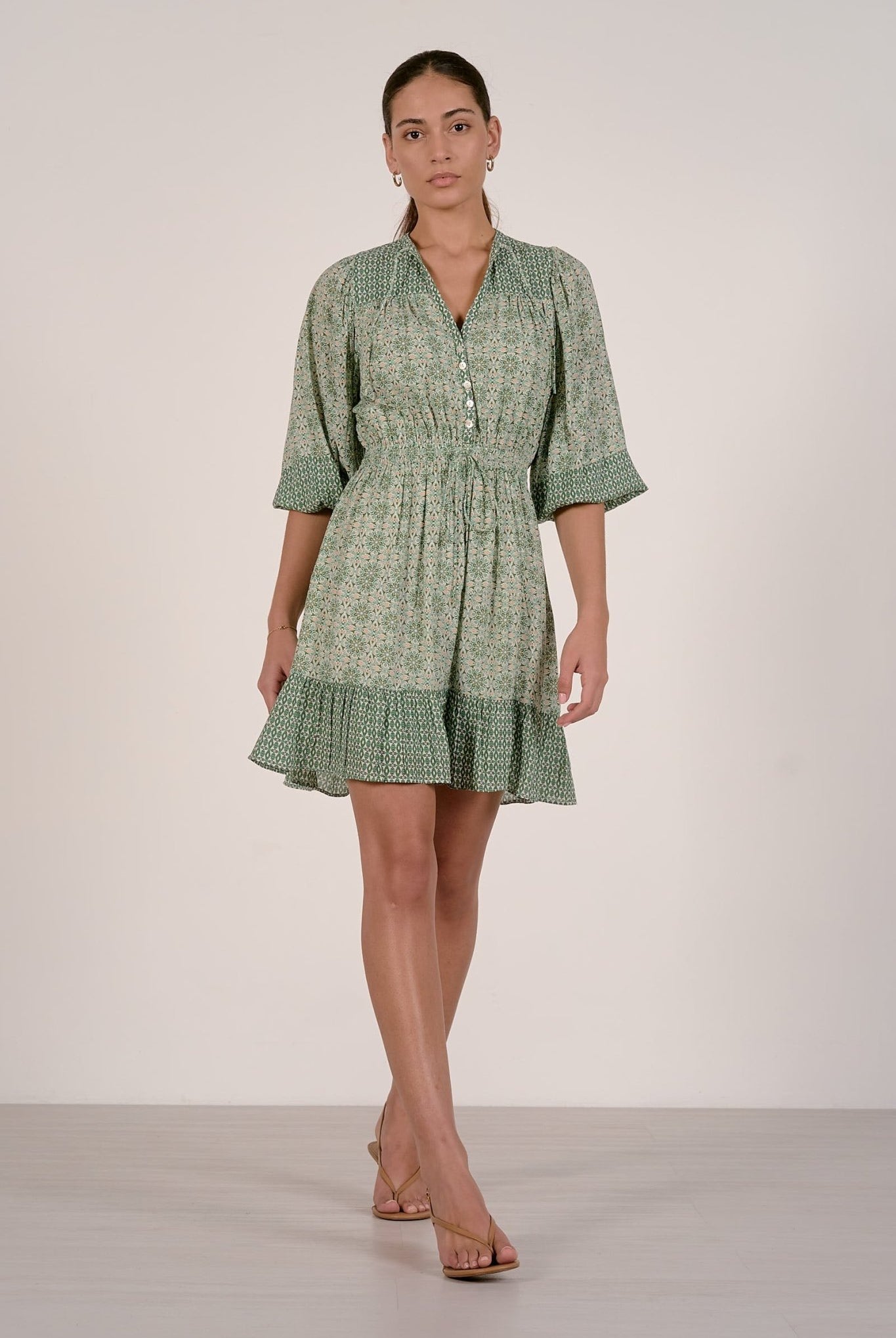Rose & Lee Co Karla Dress, Green Boho Work Dress