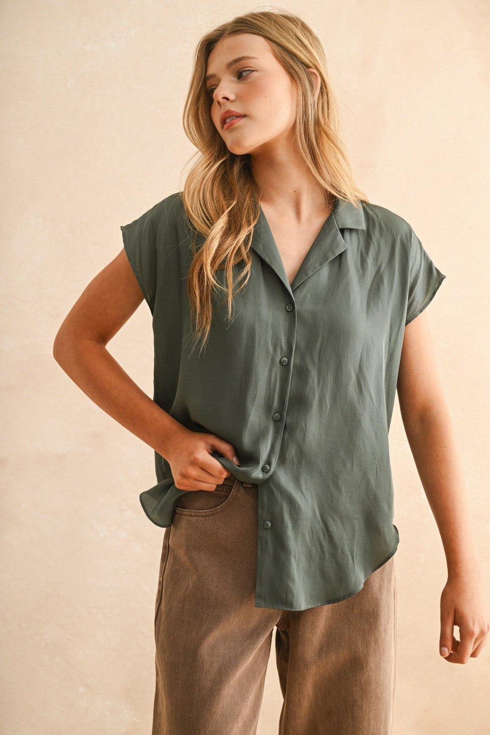 Rose & Lee Co Kelly Top, Deep Green Work Tops