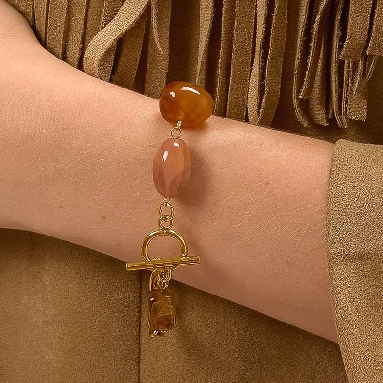 Rose & Lee Co Kenlie Agate Charm Bracelet, 18k Gold Bracelets