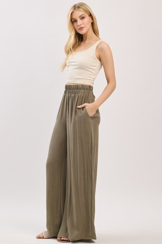 Olive Green Elastic Waistband Pants
