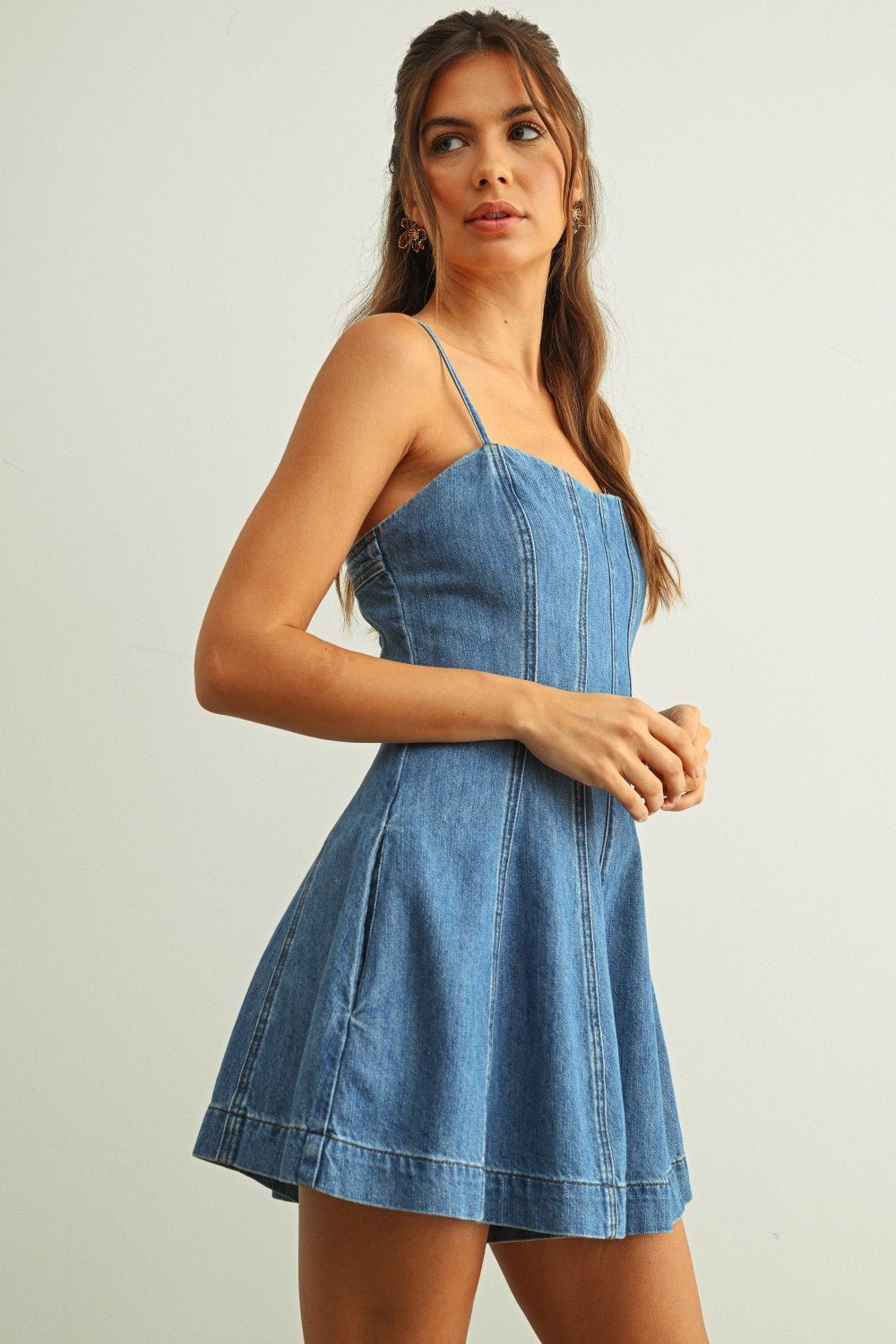 Rose & Lee Co Kinslee Romper, Washed Denim Romper