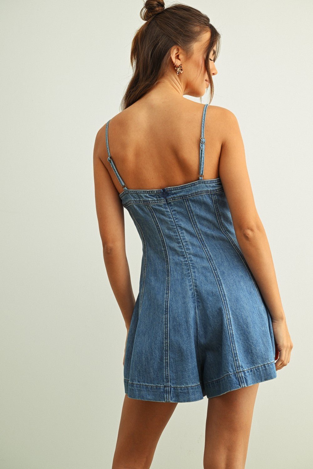 Rose & Lee Co Kinslee Romper, Washed Denim Romper