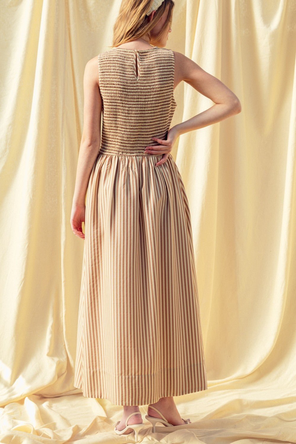 Rose & Lee Co Kira Dress, Brown Stripe Casual Dresses