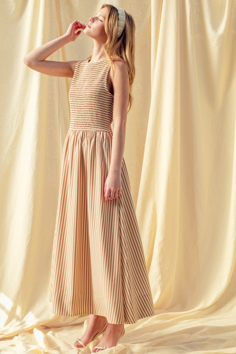 Rose & Lee Co Kira Dress, Brown Stripe Casual Dresses