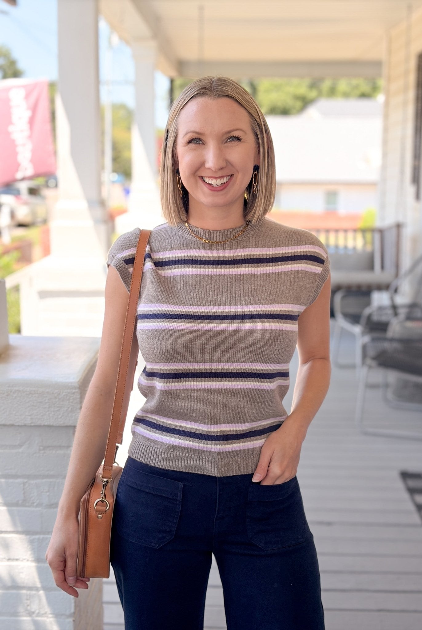 Rose & Lee Co Lark Top, Mink short sleeve