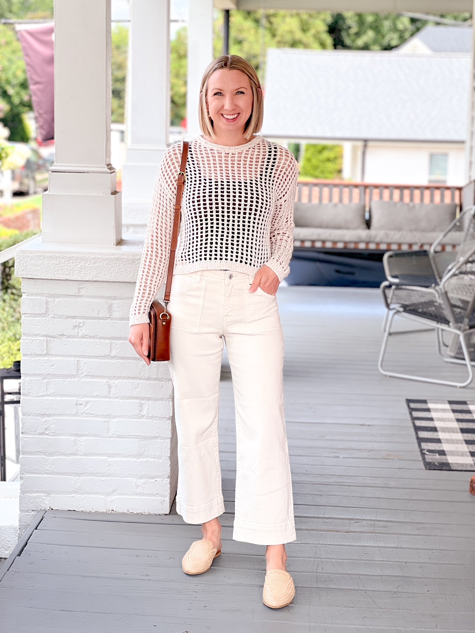 mid rise, cropped wide leg off white pants from sanctuary