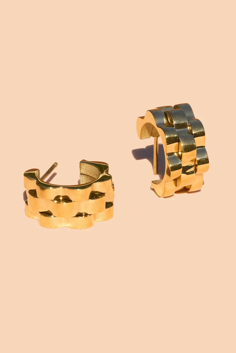 Rose & Lee Co Lex Huggie Hoops, 18K Gold Plated Earrings