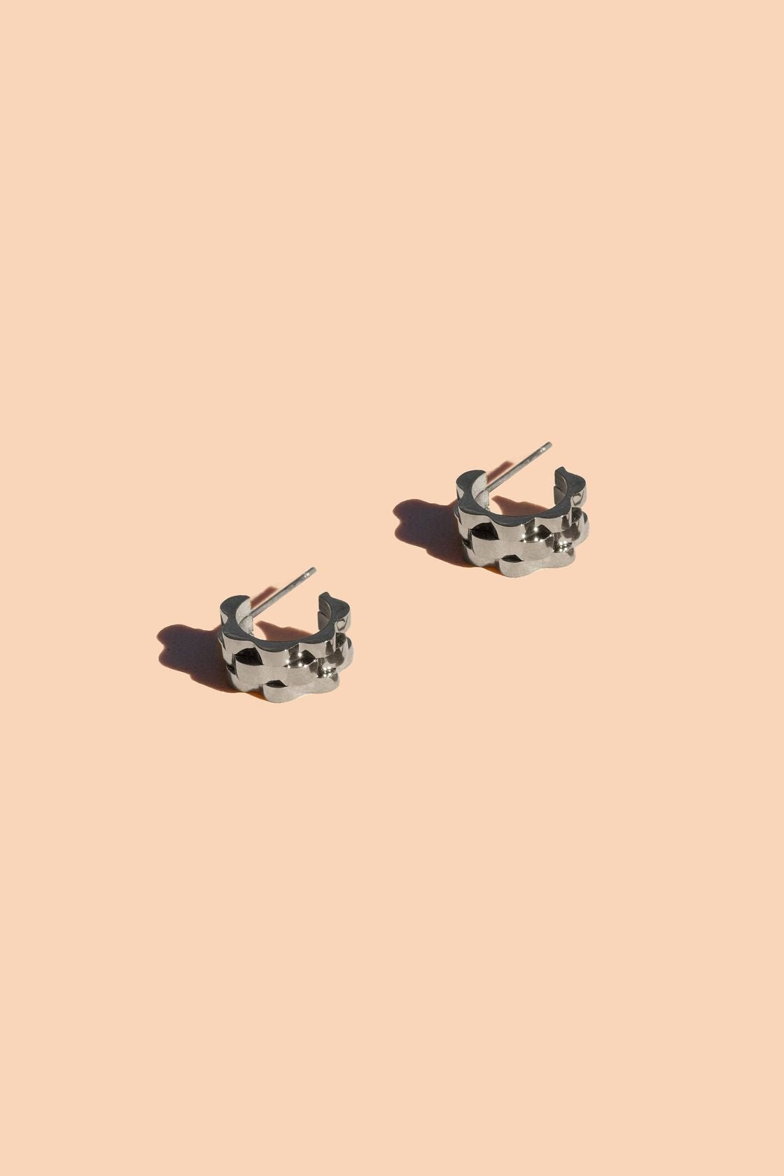 Rose & Lee Co Lex Huggie Hoops, Silver Earrings