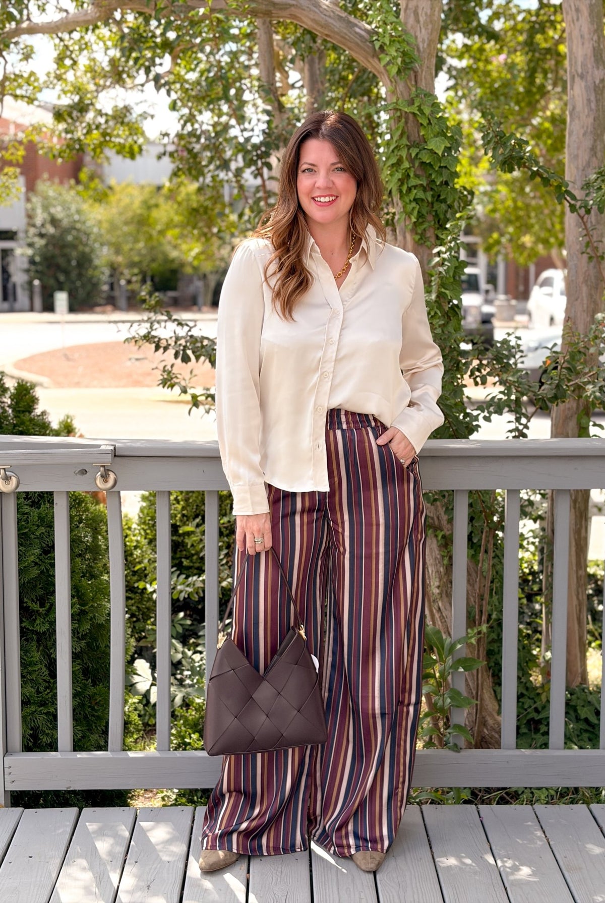 Rose & Lee Co Raina Pants, Burgundy Multi Pants