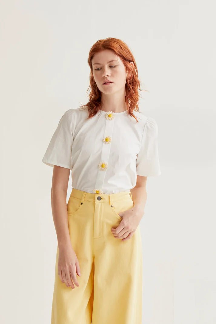 Rose & Lee Co Lillian Top, White Work Tops