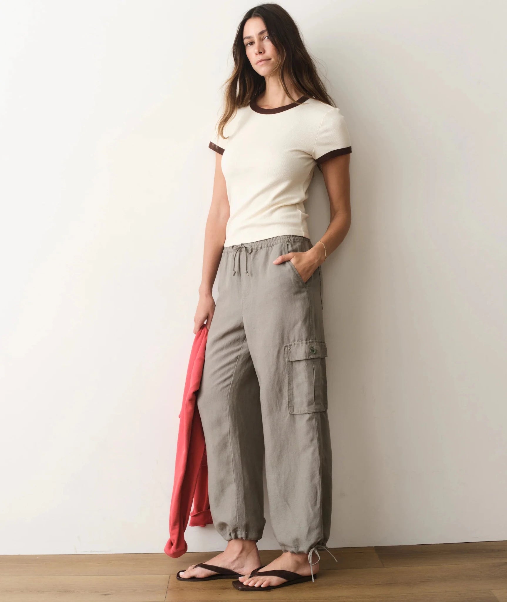Rose & Lee Co Linen Cargo Pants, Sage by Marine Layer Pants