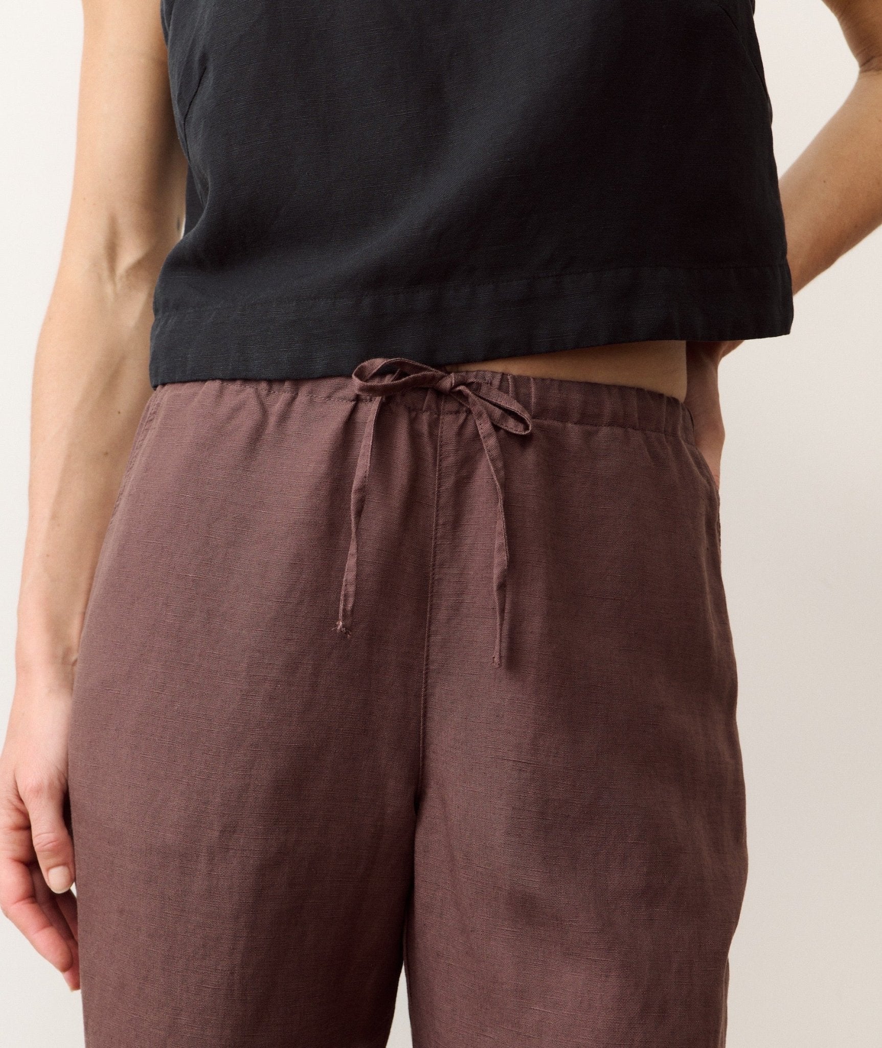 Rose & Lee Co Linen Drawstring Pants, Chocolate by Marine Layer Pants