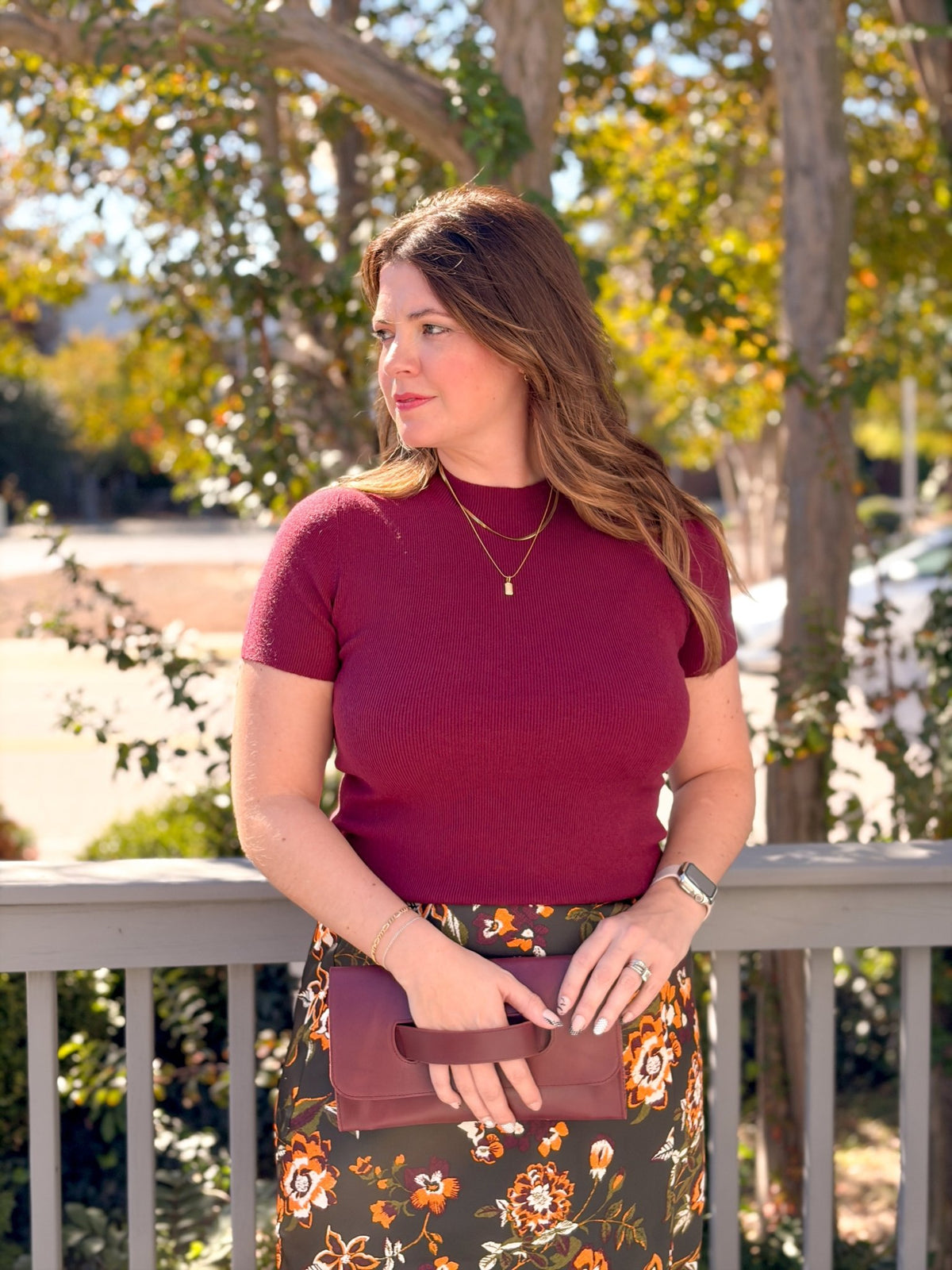 Rose & Lee Co Logan Top, Burgundy short sleeve