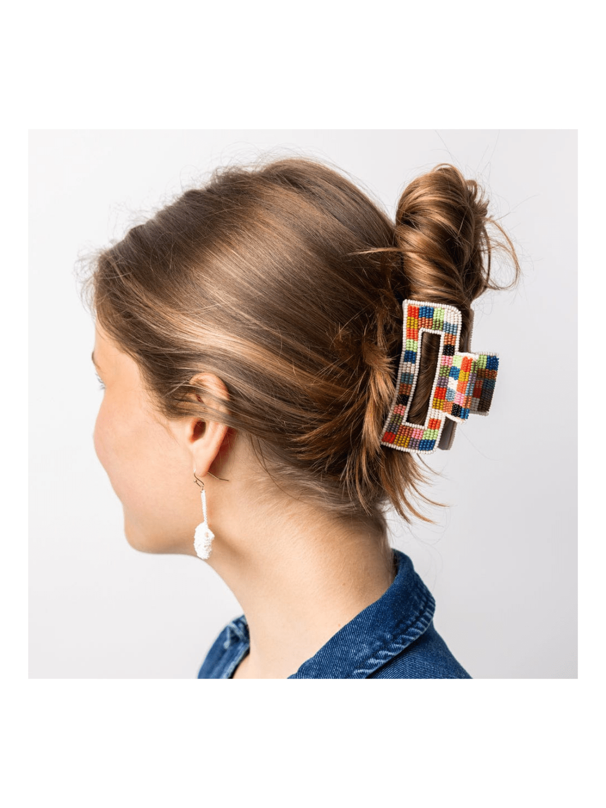 Rose & Lee Co Lola Claw Clip, Multi Checkered Hair