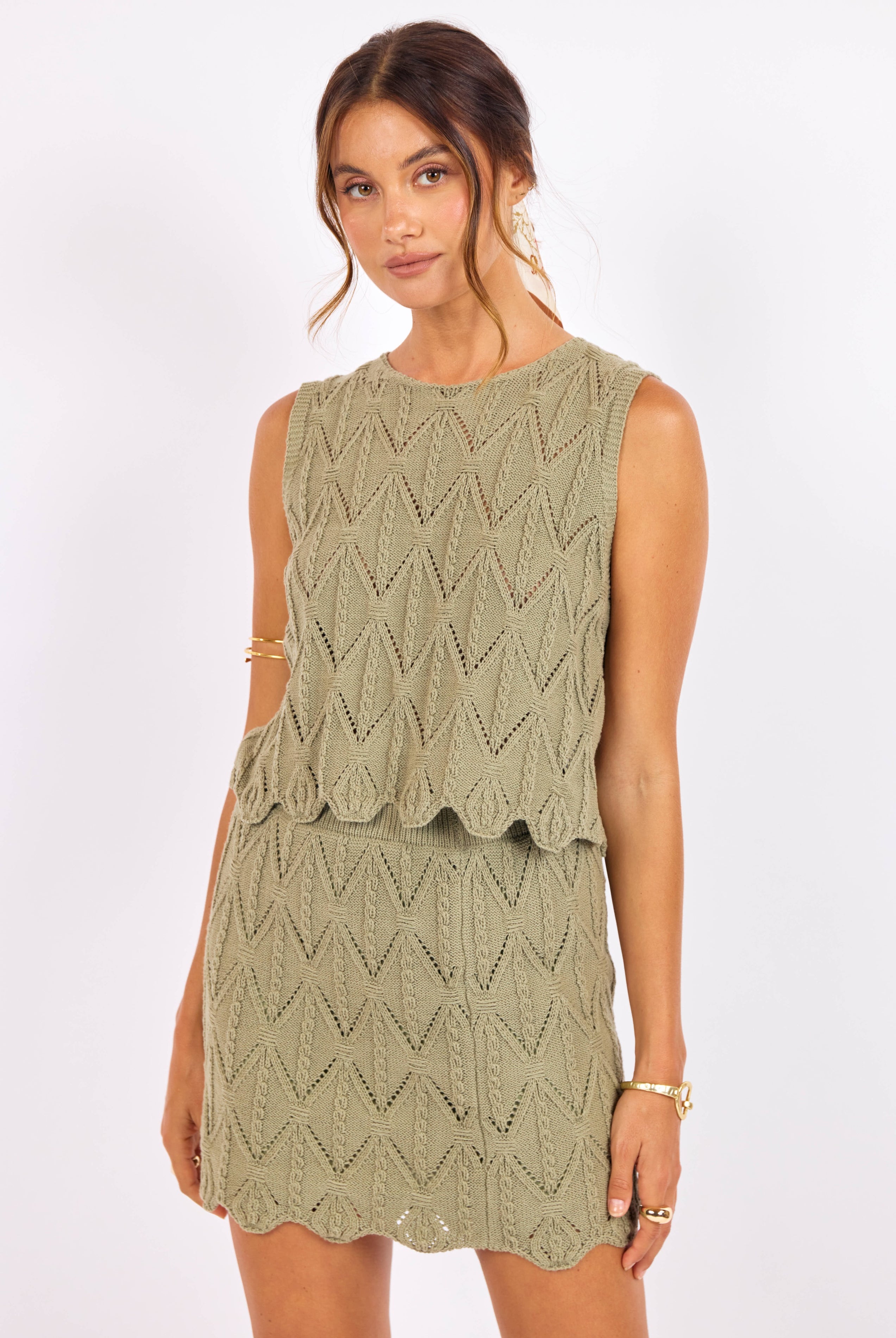 Sage Green Crochet Tank Top