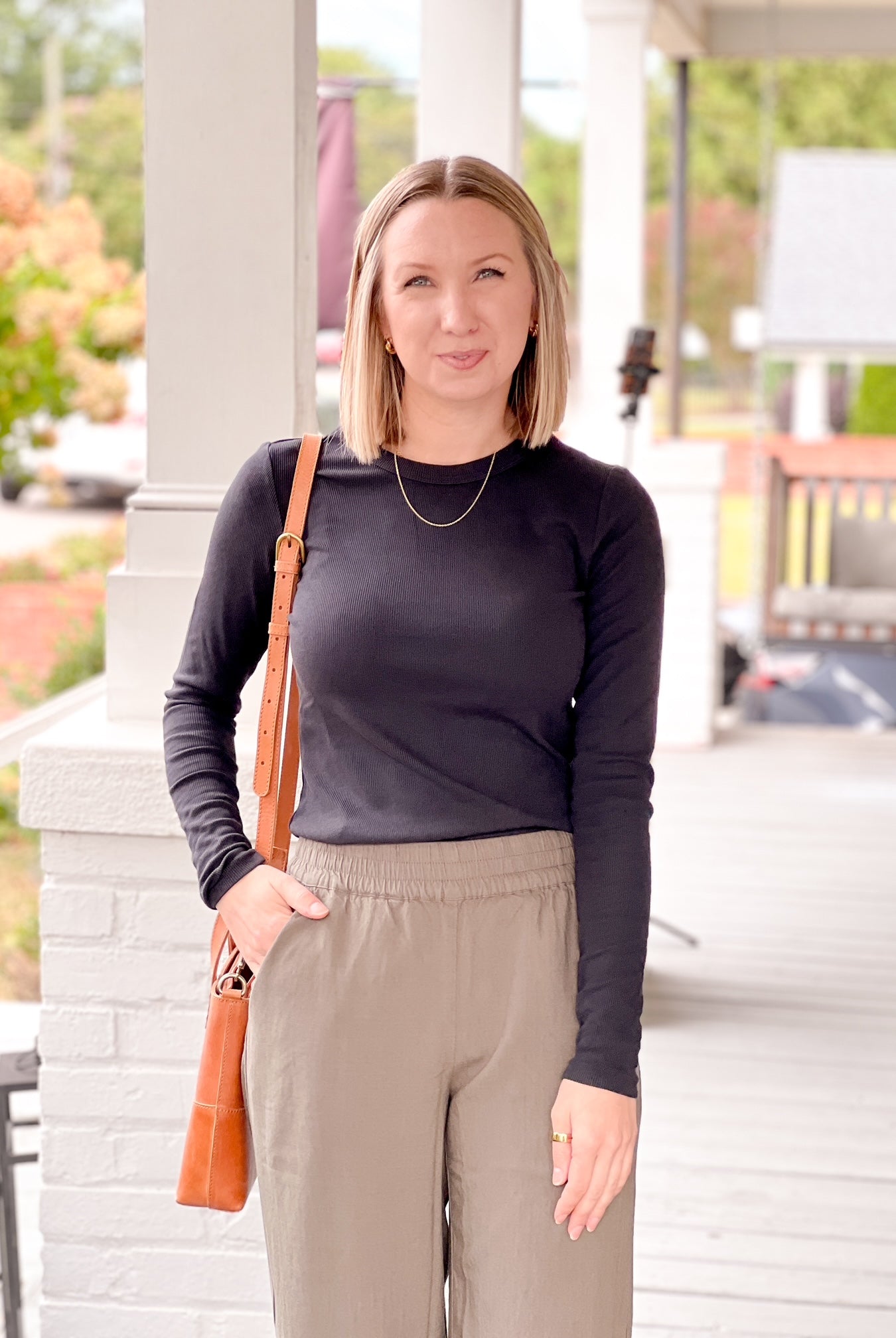 Rose & Lee Co Lexi Top, Black by Marine Layer Long Sleeve