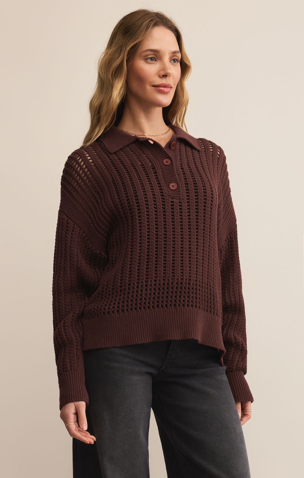 Burgundy Knitted Long Sleeve Sweater