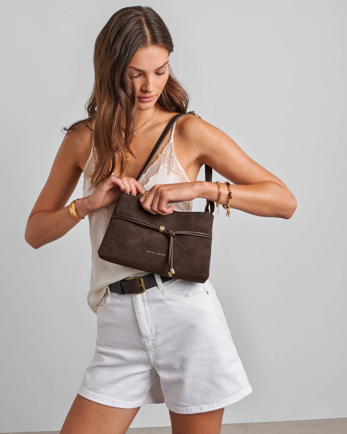 Rose & Lee Co Lori Crossbody Bag, Bitter Chocolate Suedette Bags