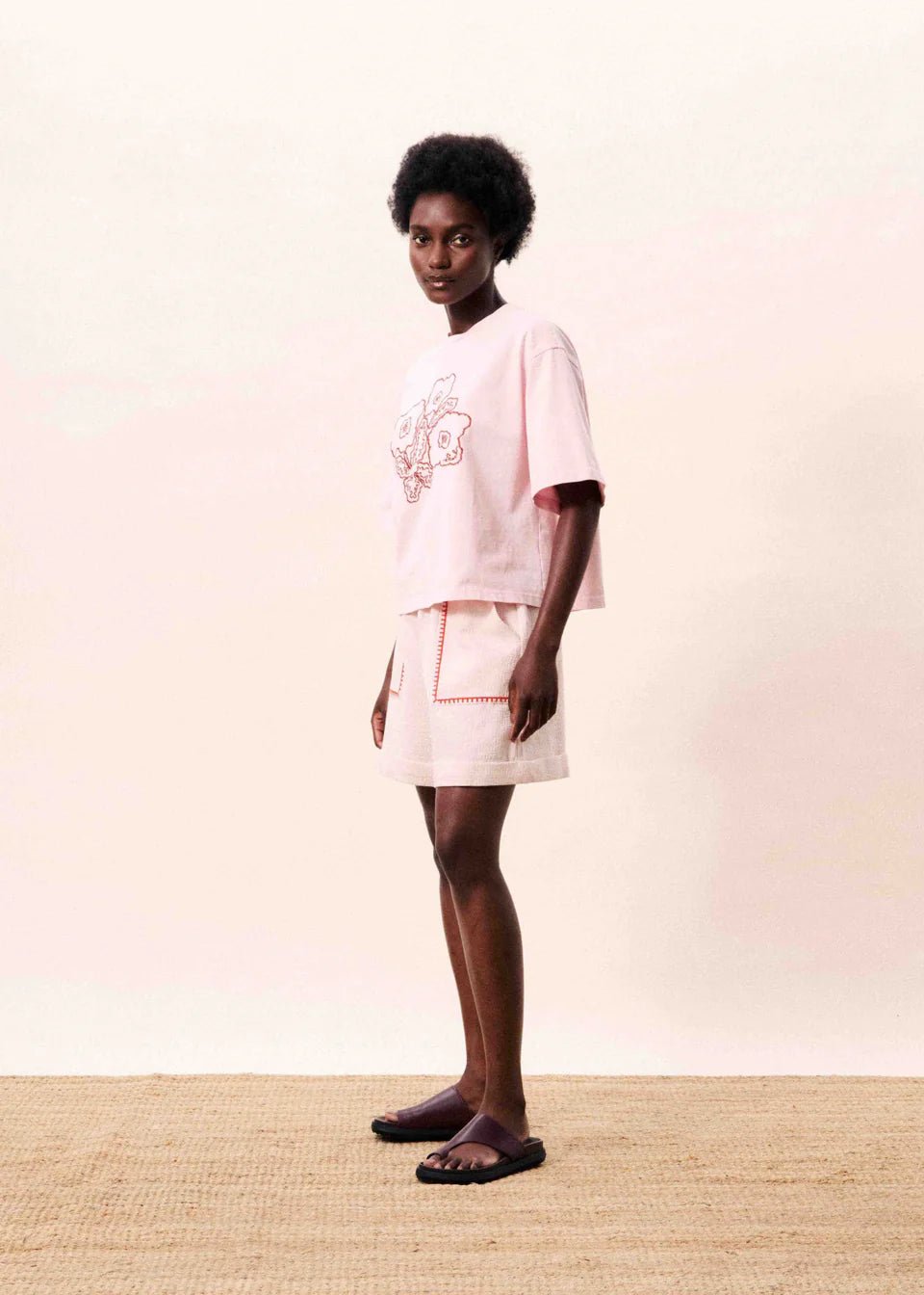 Rose & Lee Co Lolite Top, Pale Rose short sleeve