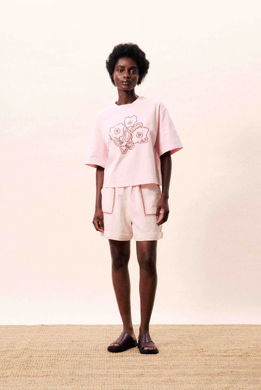Rose & Lee Co Lolite Top, Pale Rose short sleeve