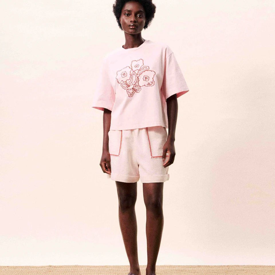 Rose & Lee Co Lolite Top, Pale Rose short sleeve