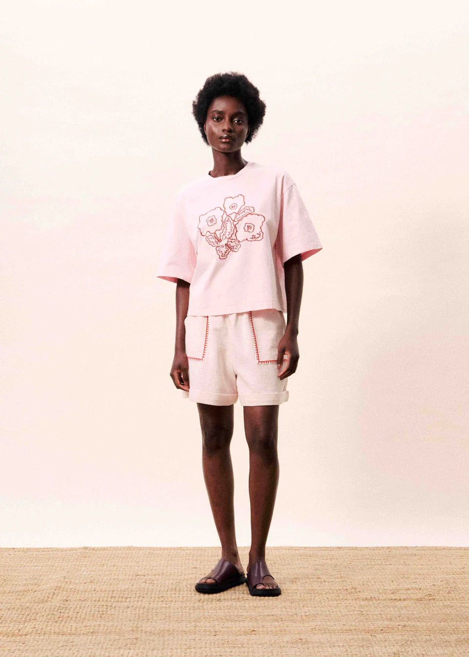 Rose & Lee Co Lolite Top, Pale Rose short sleeve