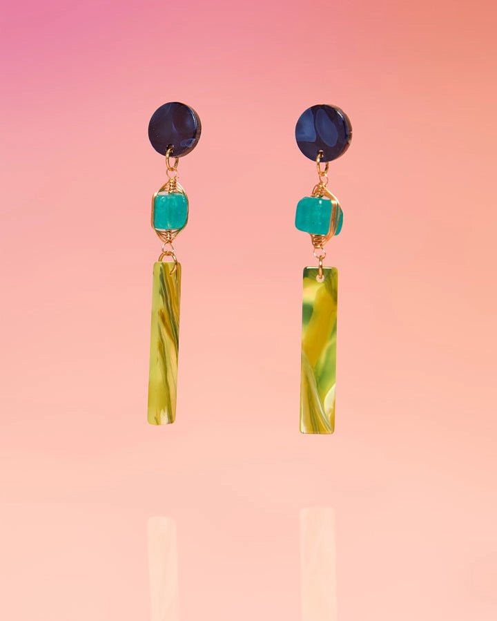 Rose & Lee Co Lupe Jade Tropical Designs Earrings