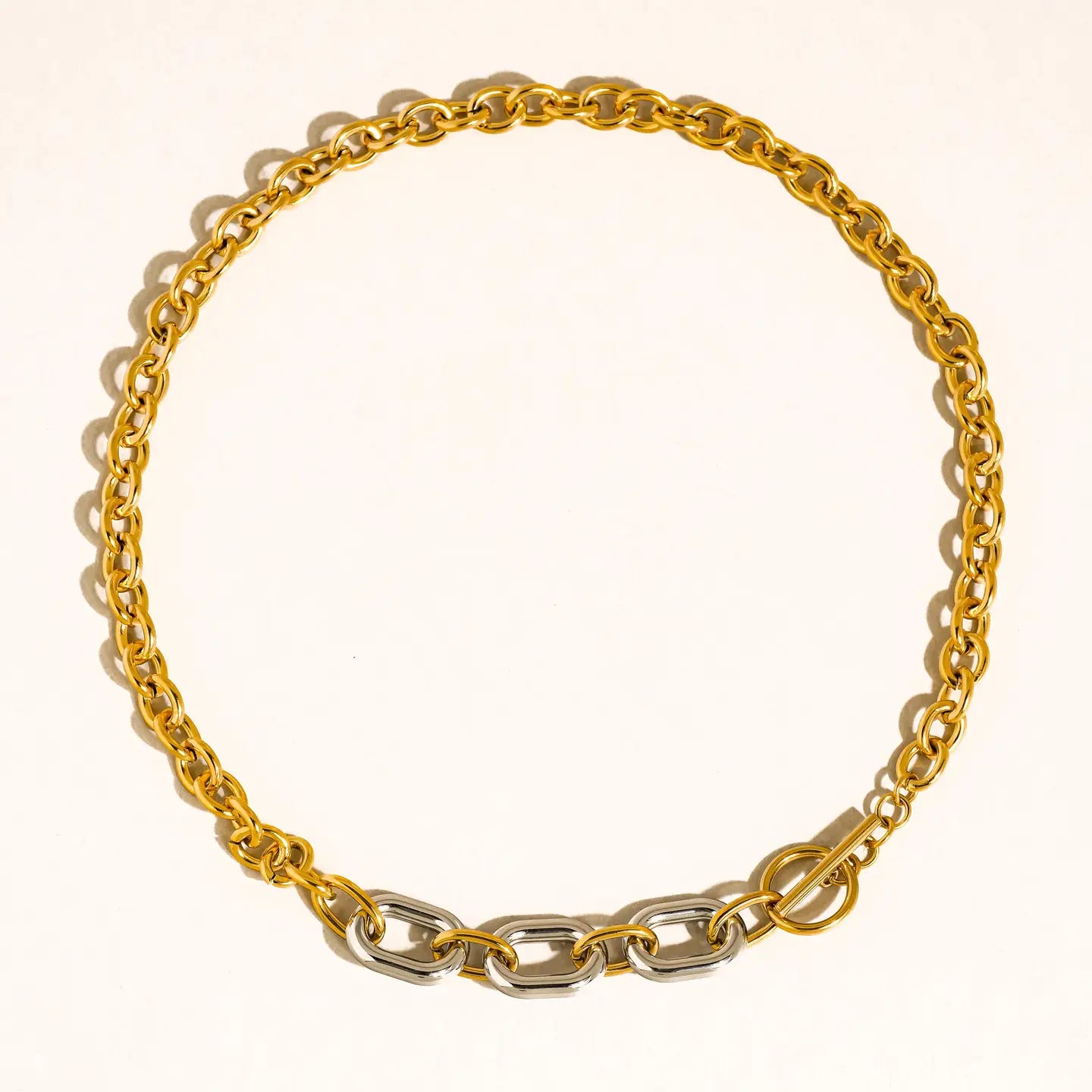 Rose & Lee Co Lurette Two Tone Chain Necklace, 18k Gold Necklaces