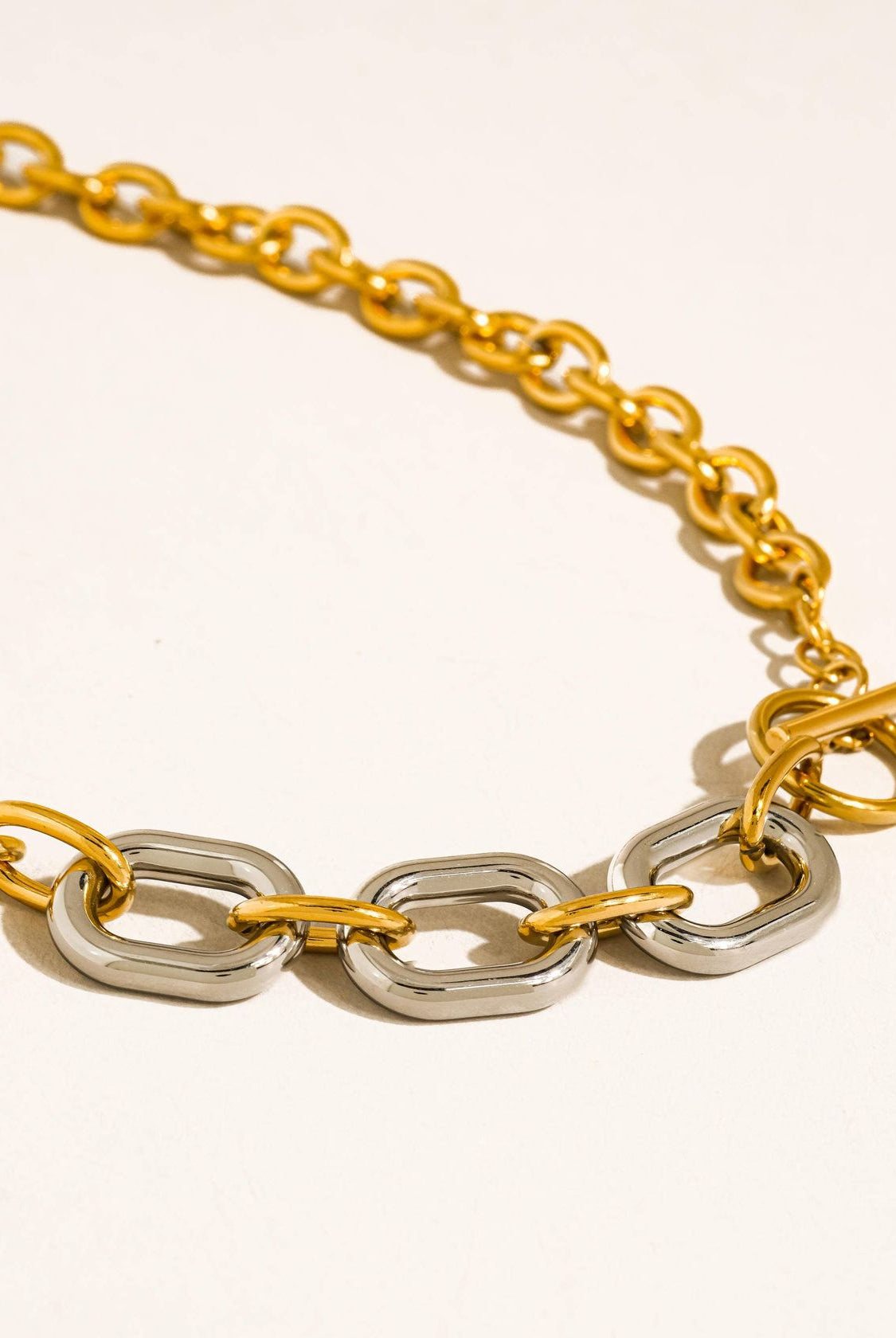 Rose & Lee Co Lurette Two Tone Chain Necklace, 18k Gold Necklaces