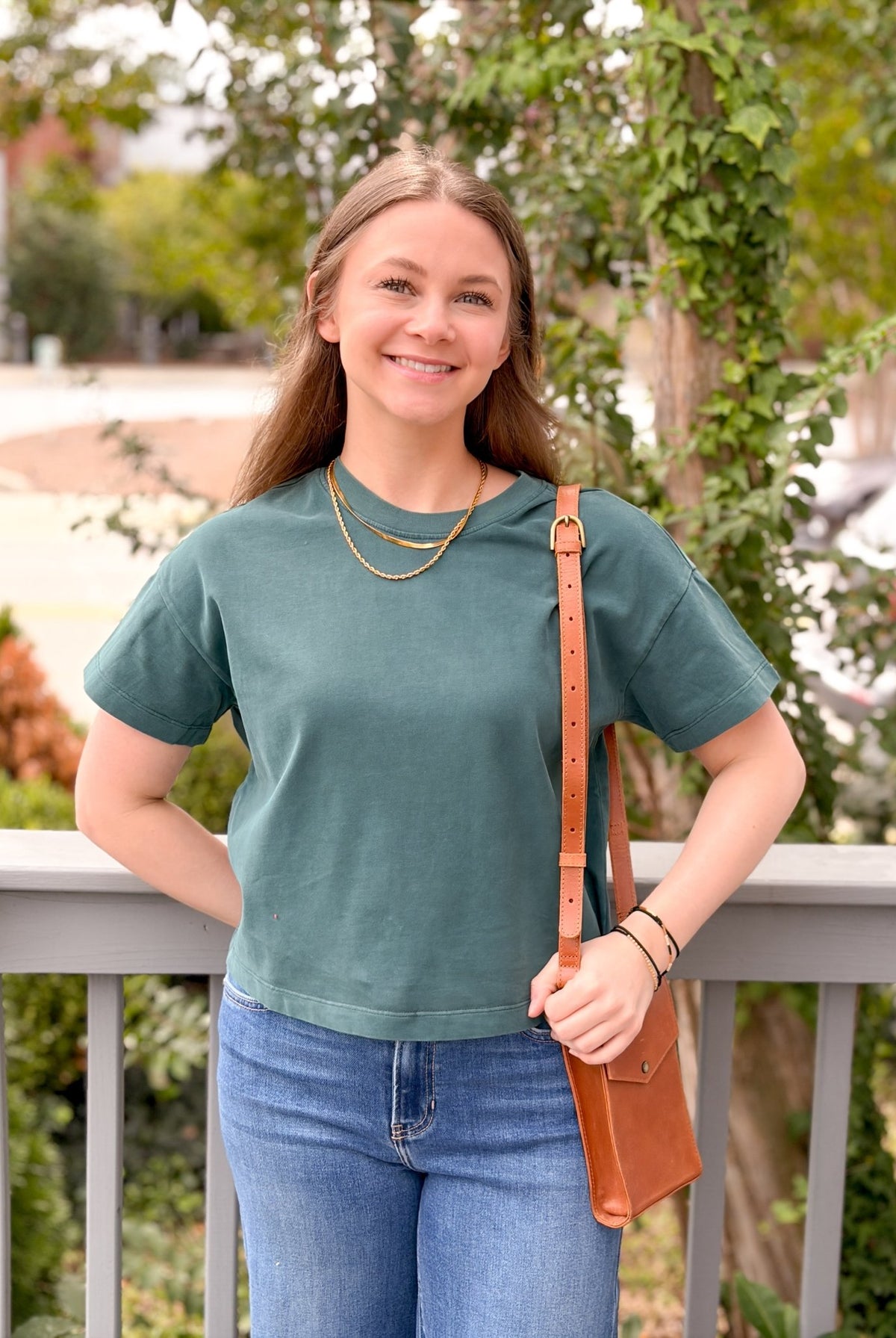 Rose & Lee Co Luxe Jersey Tee, Rainforest by Marine Layer short sleeve