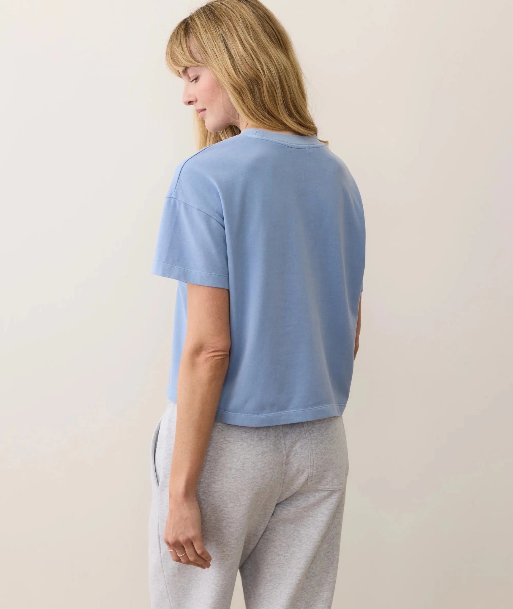 Rose & Lee Co Luxe Sueded Tee, Coastal Blue by Marine Layer short sleeve